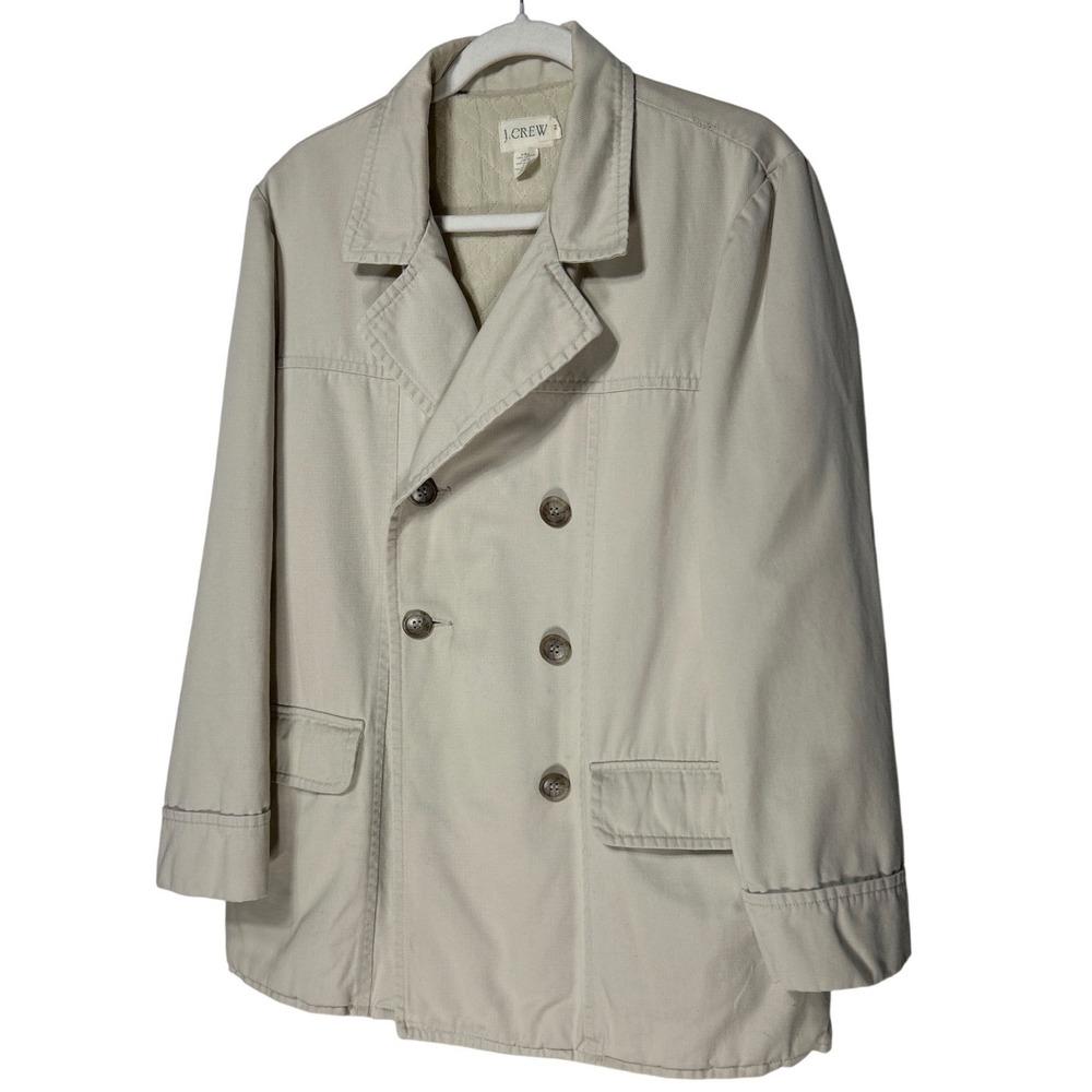 J.Crew Cotton Twill Double Breasted Pea Coat Quilted‎ Lining Size M